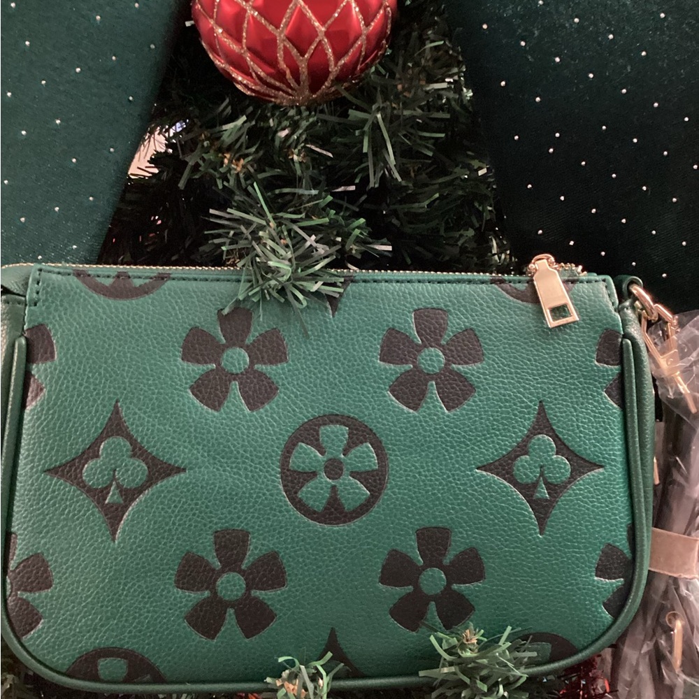 FASHION! Green Floral Patterned Women's Bag - Picture 1 of 4